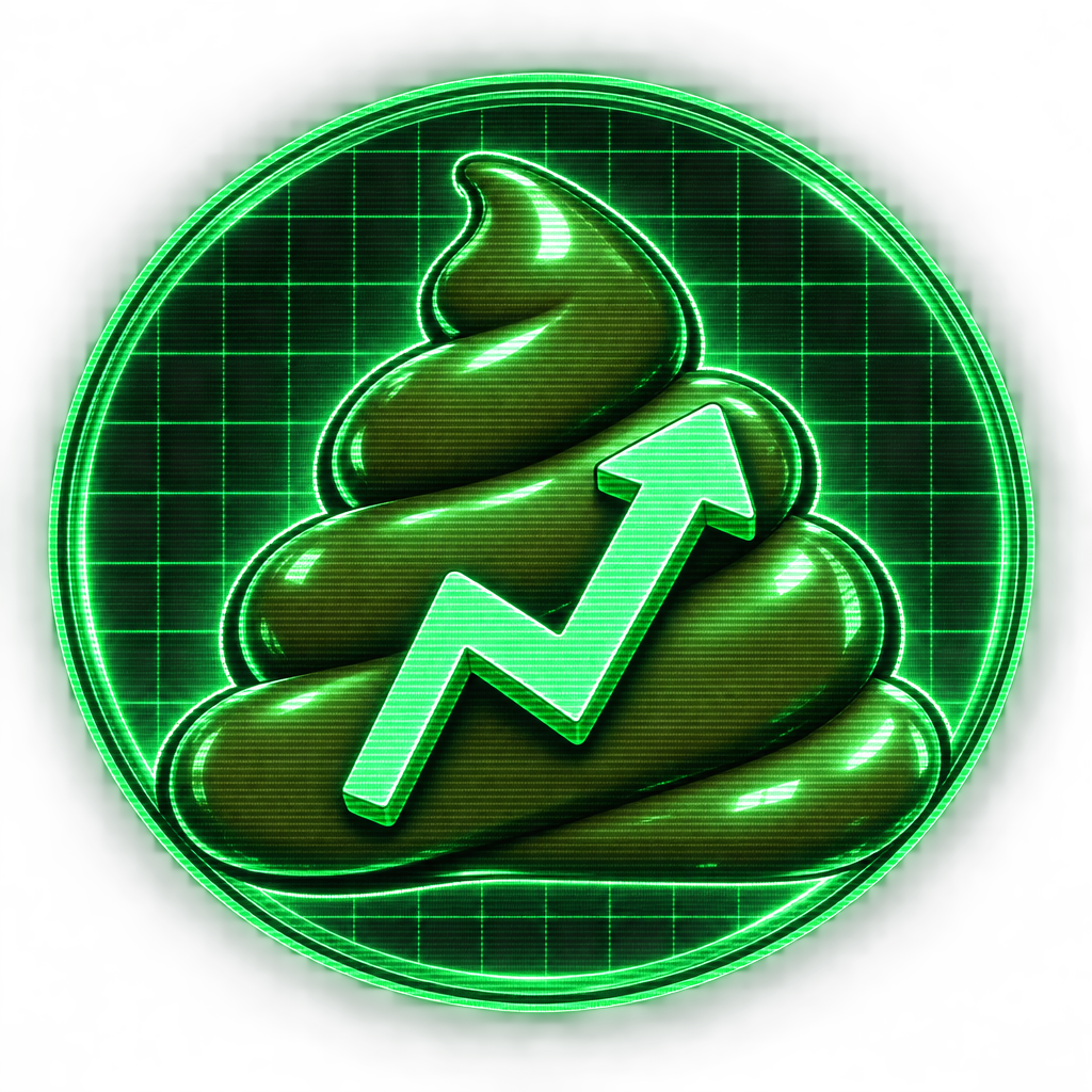 PS500 circular index badge showing the poop mascot inside a phosphor grid seal